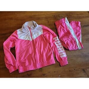 Girls Size 6 Puma Pink and Black Full Zip Sweat Suit